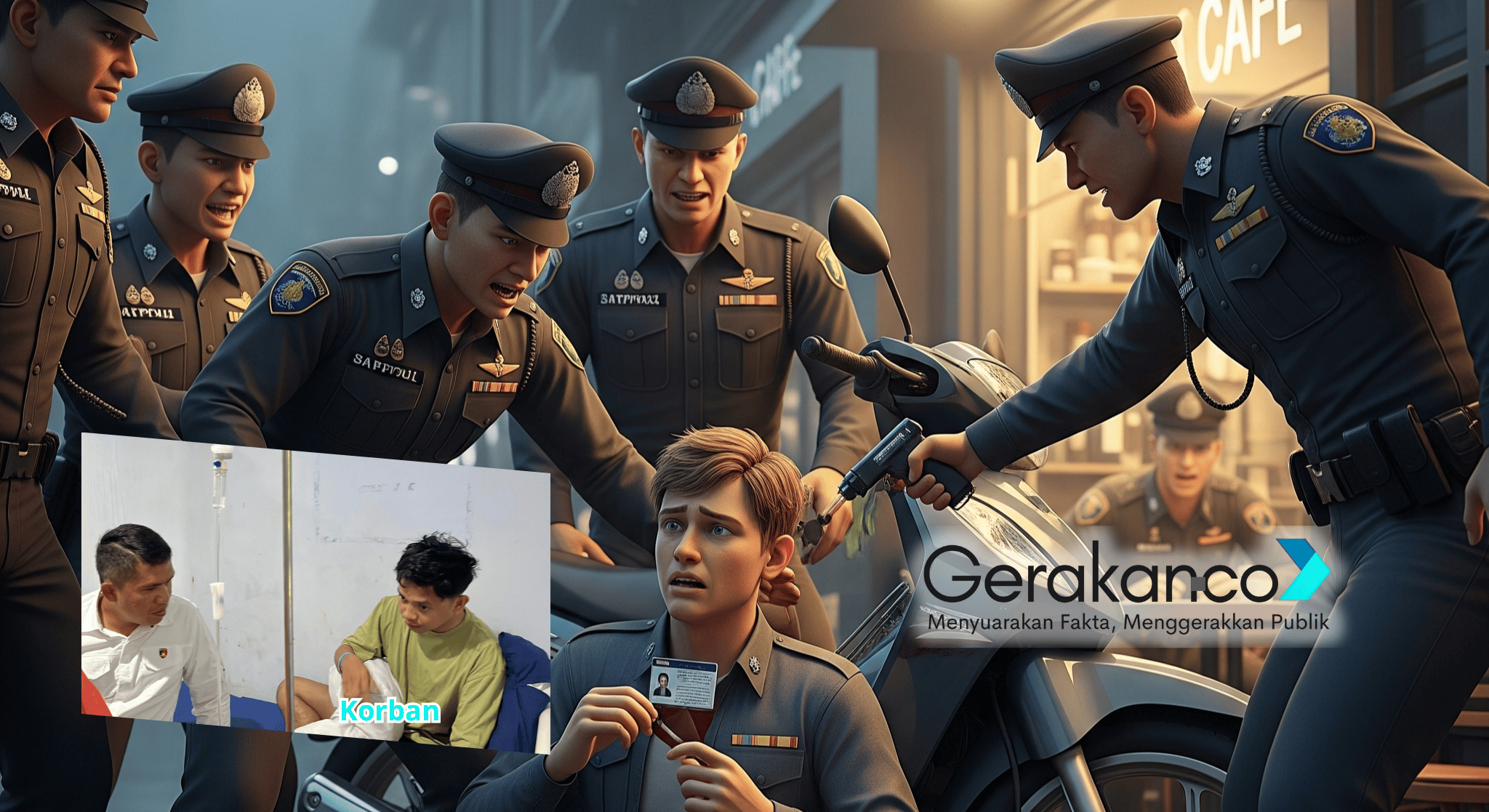 Anggota Polda Gorontalo Jadi Korban Brutalitas Oknum Satpol PP. Dokumen: Gerakan.co