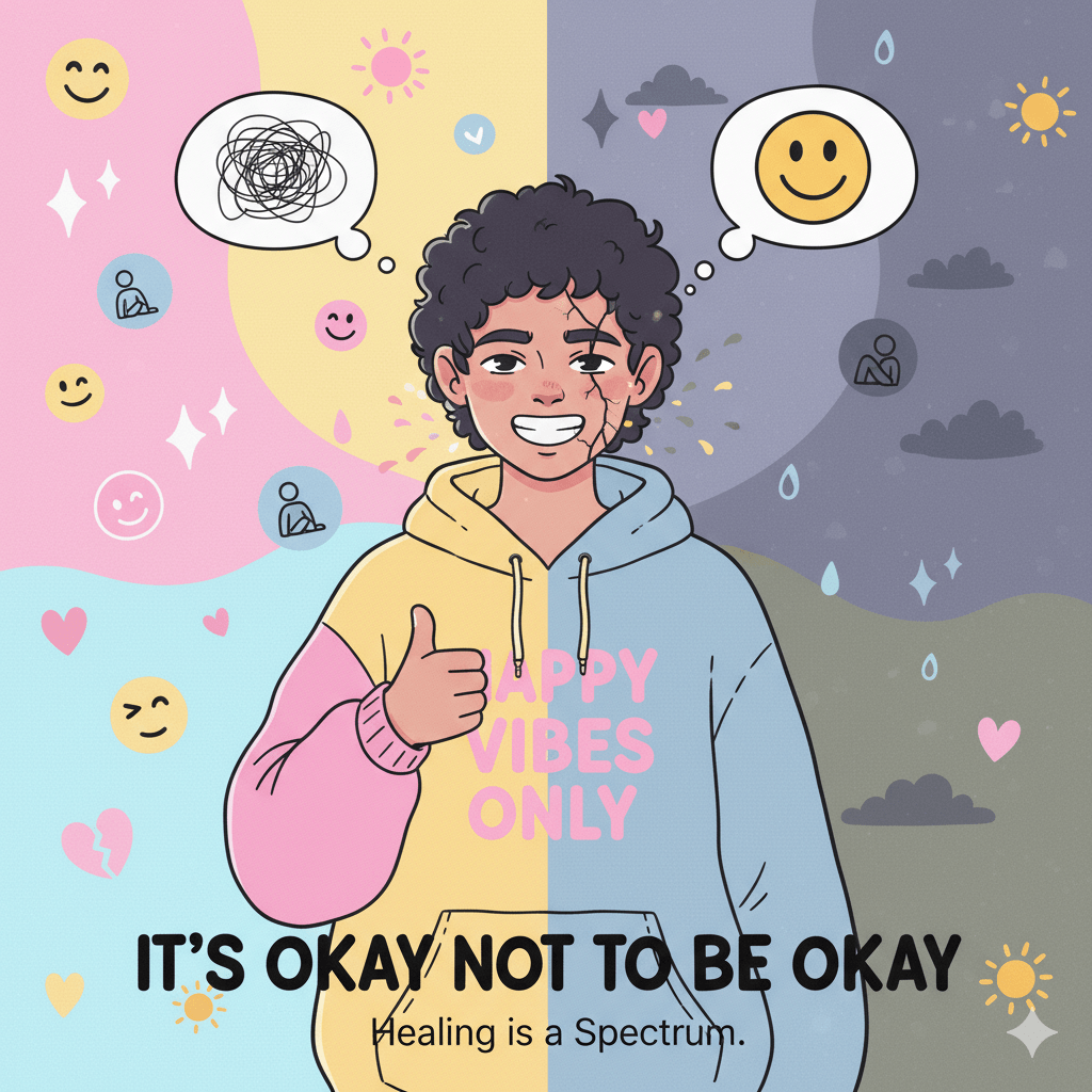 Ilustrasi yang merepresentasikan inti dari "It's Okay Not To Be Okay"
