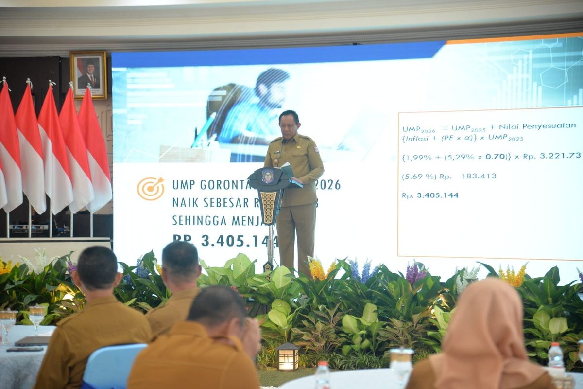 Gubernur Gorontalo Gusnar Ismail resmi menetapkan Upah Minimum Provinsi (UMP) Gorontalo 2026 sebesar Rp 3.405.144(Dok. Pemprov Gorontalo)
